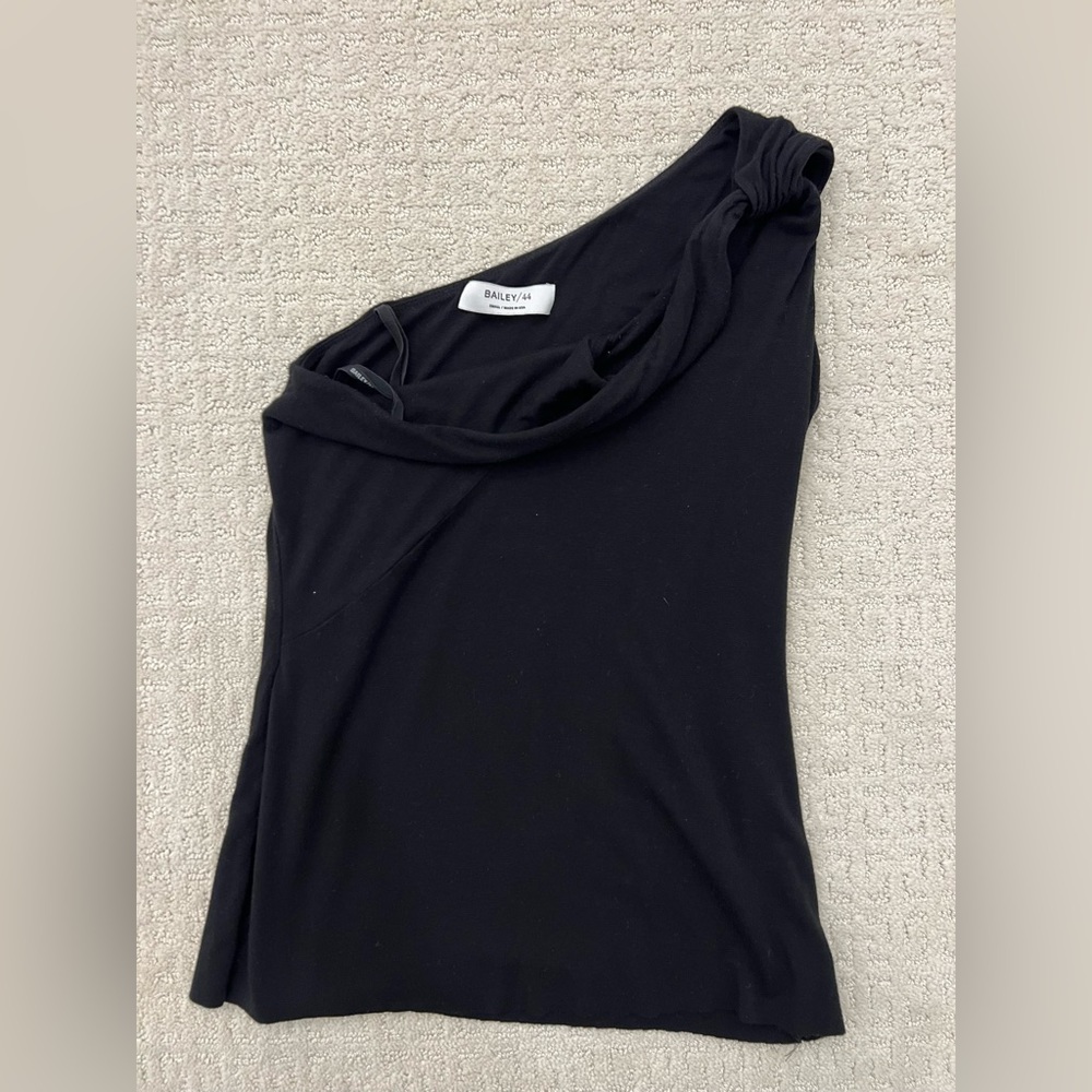 Bailey 44 Black Soft Stretch One Shoulder Tank Top Shirt